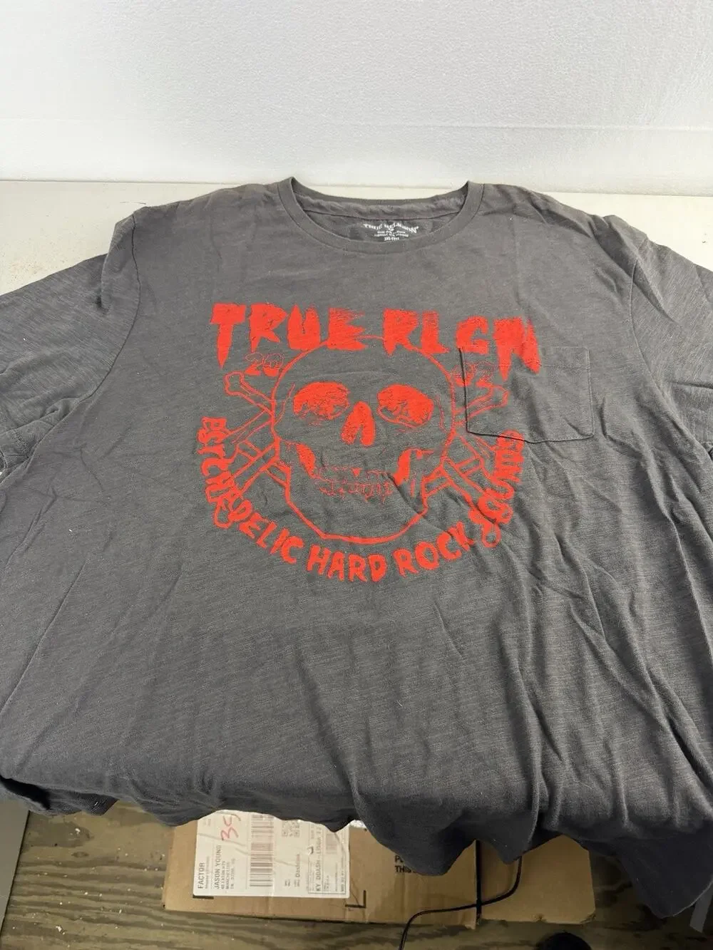 True Religion Mens Shirt 3XL Distressed Skull Hard Rock Squad “used Black” NWT
